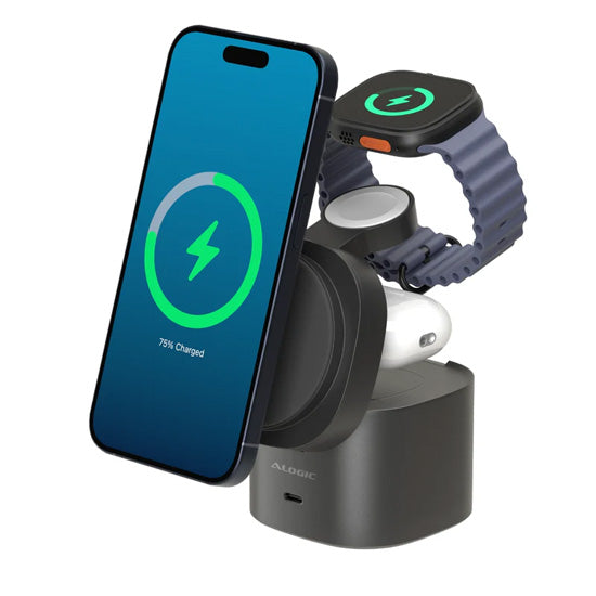 PowerPod 4-in-1 Qi2 Fast Wireless Charging Stand Black