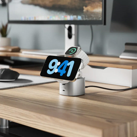 PowerPod 4-in-1 Qi2 Fast Wireless Charging Stand White