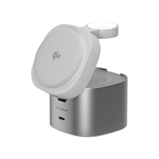 PowerPod 4-in-1 Qi2 Fast Wireless Charging Stand White