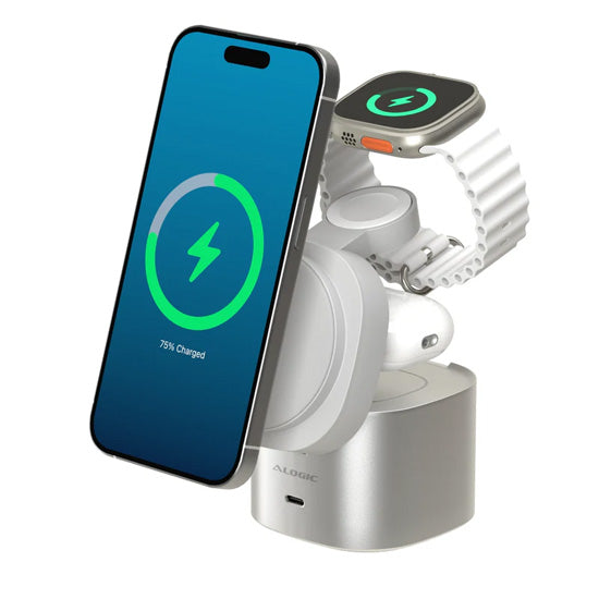PowerPod 4-in-1 Qi2 Fast Wireless Charging Stand White