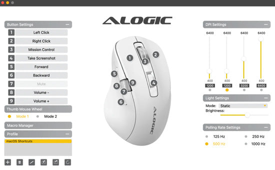 Apex Bluetooth USB-C Rechargeable 7 Keys Programmable Mouse White