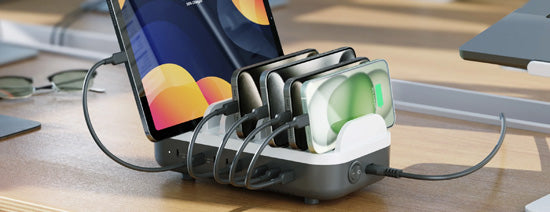 Powerfin 10 Port 100w USB-C Desktop Charging Station