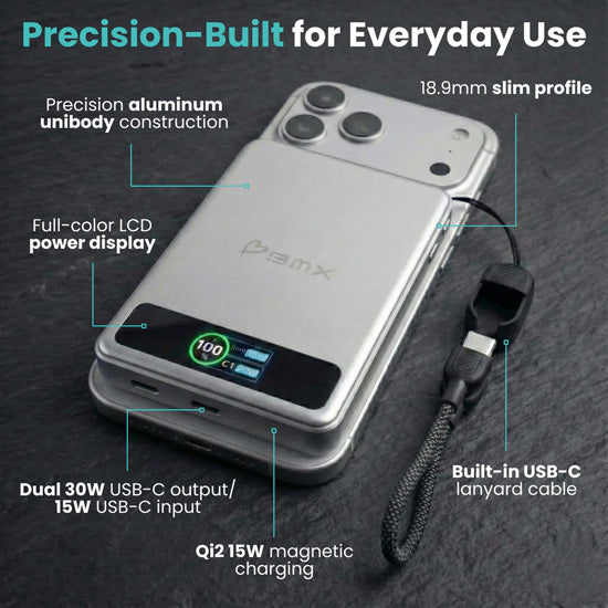 SolidSafe™ 10.000mAh Solid-State Magnetic Power Bank Silver