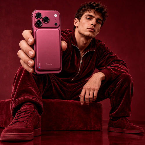 SolidSafe™ Air Titanium 5000mAh Qi2 Wireless Magnetic Power Bank Burgundy