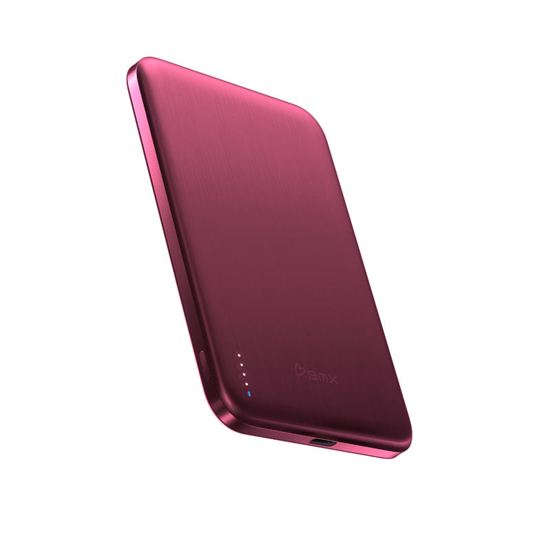 SolidSafe™ Air Titanium 5000mAh Qi2 Wireless Magnetic Power Bank Burgundy
