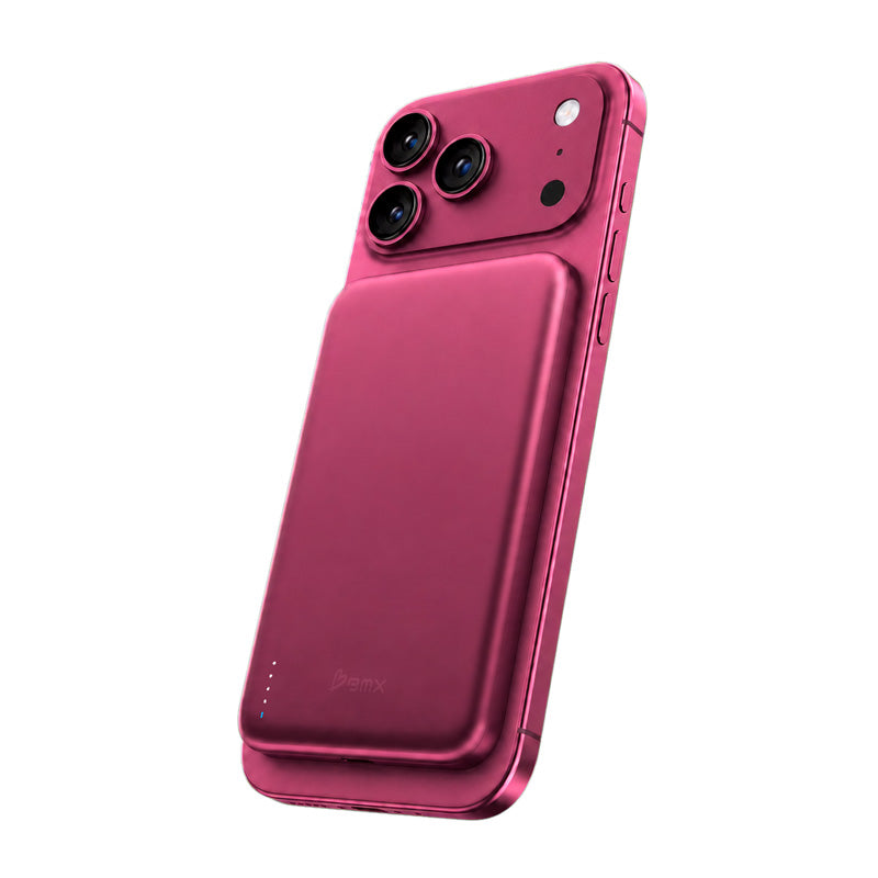 SolidSafe™ Air Titanium 5000mAh Qi2 Wireless Magnetic Power Bank Burgundy