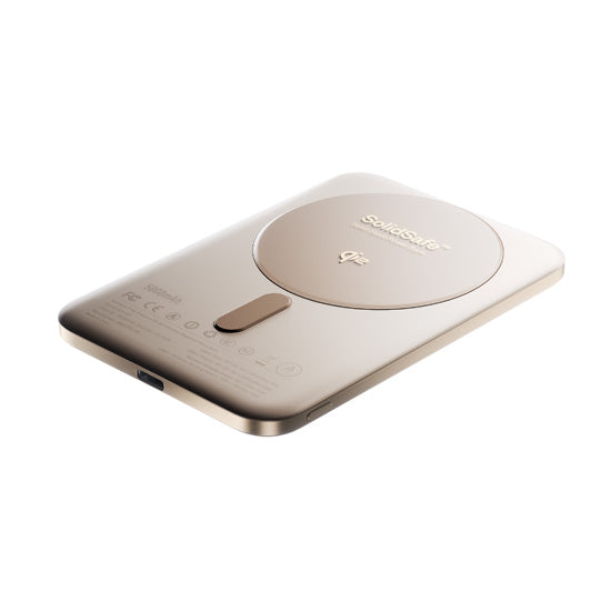 SolidSafe™ Air Titanium 5000mAh Qi2 Wireless Magnetic Power Bank Gold