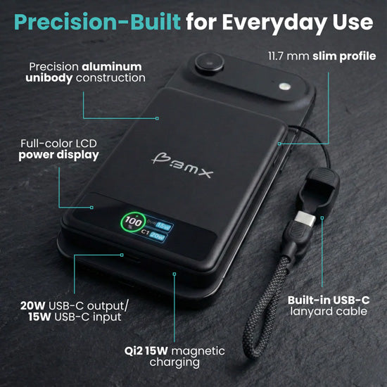SolidSafe™ 5000mAh Solid-State Magnetic Power Bank Black