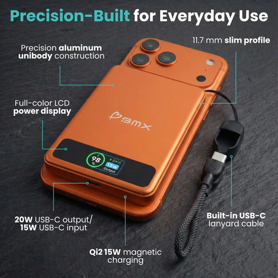 SolidSafe™ 5000mAh Solid-State Magnetic Power Bank Orange