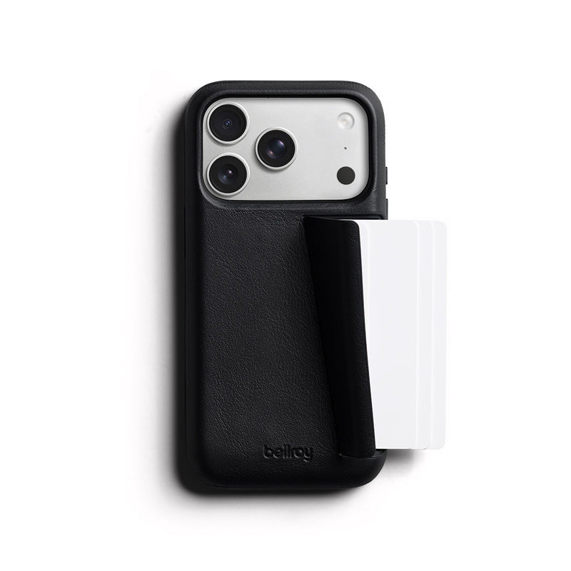 Premium 3 Card Leather Phone Case iPhone 18 Pro / 17 Pro Black