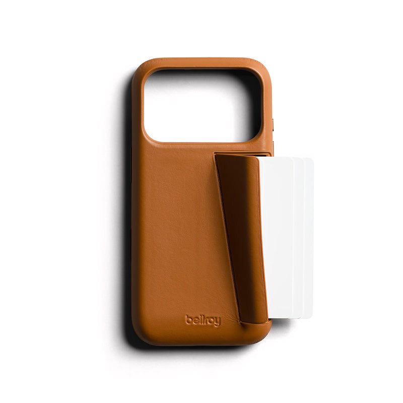 Premium 3 Card Leather Phone Case iPhone 18 Pro Tan