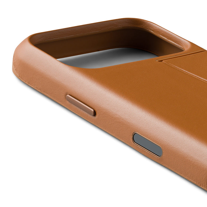 Premium 3 Card Leather Phone Case iPhone 18 Pro Tan