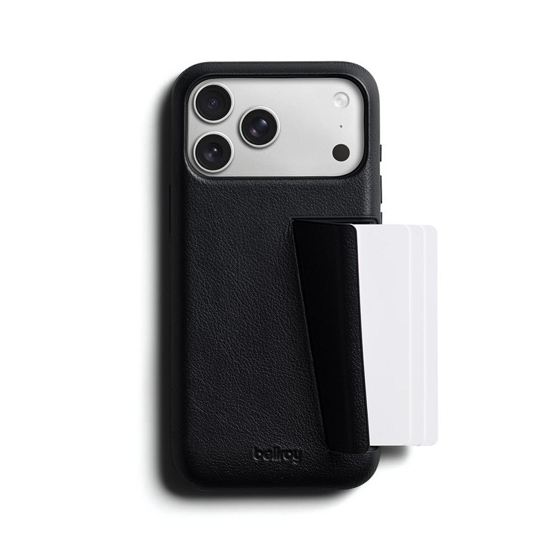 Premium 3 Card Leather Case iPhone 18 Pro Max Black