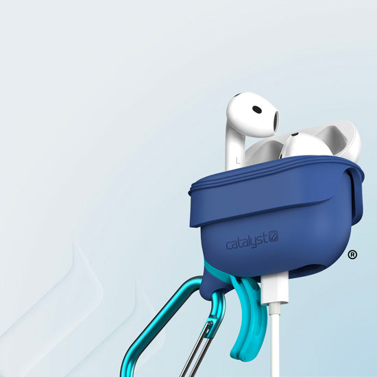 Waterproof Case with Carabiner for AirPods 4 Blue