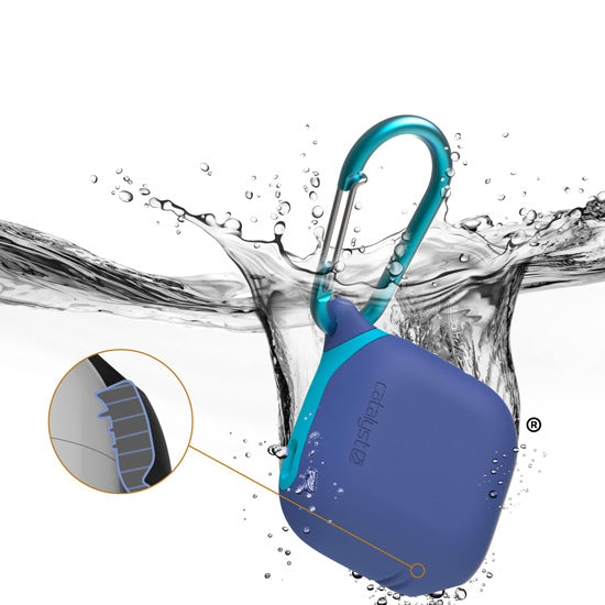 Waterproof Case with Carabiner for AirPods 4 Blue