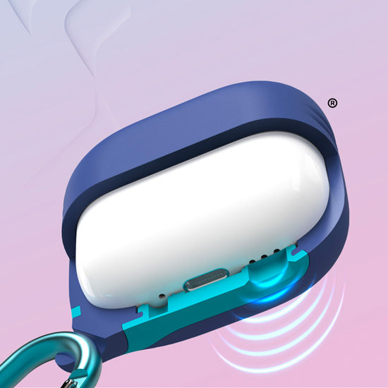 Waterproof Case with Carabiner for AirPods 4 Blue