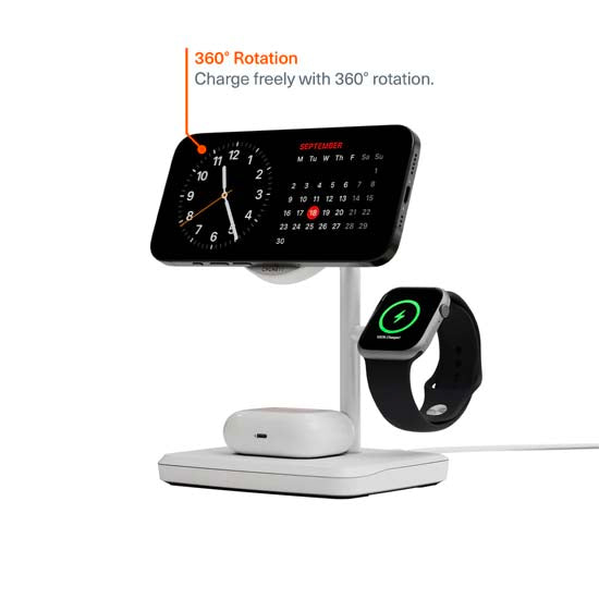 Magnetic Wireless Charger Qi2 3-in-1 White
