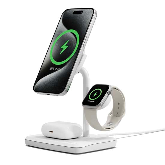 Magnetic Wireless Charger Qi2 3-in-1 White