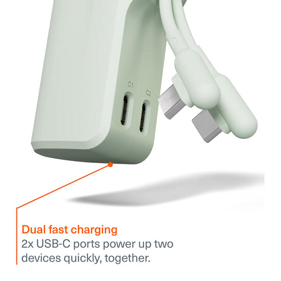 Thumboost Power Bank 5,000mAh + USB-C Cable Combo Green