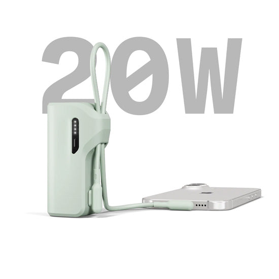 Thumboost Power Bank 5,000mAh + USB-C Cable Combo Green
