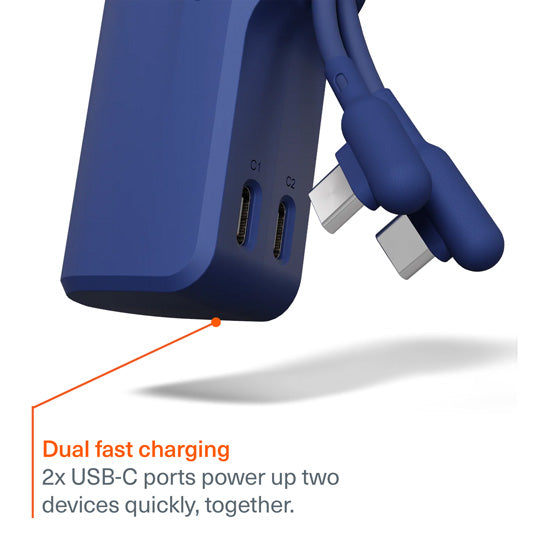 Thumboost Power Bank 5,000mAh + USB-C Cable Combo Bleu