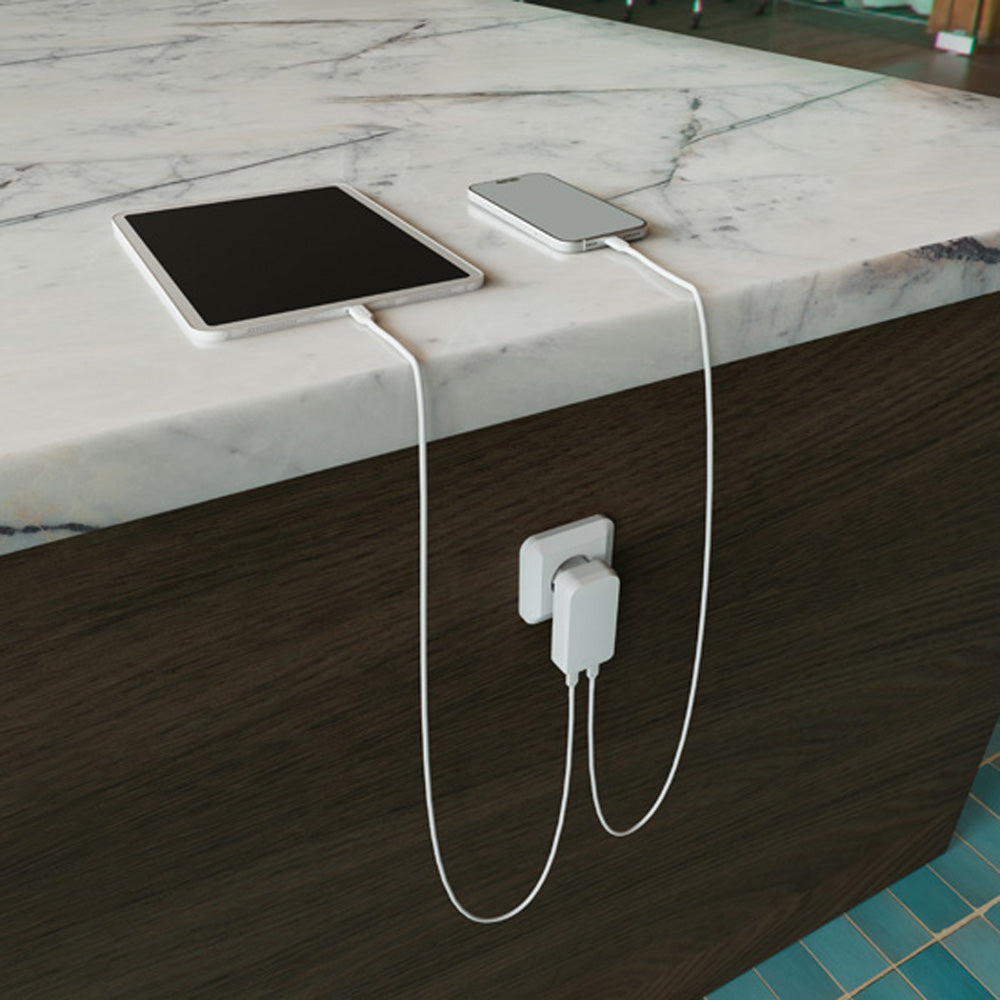 Dual USB-C GaN SLIM Wall Charger 65W White