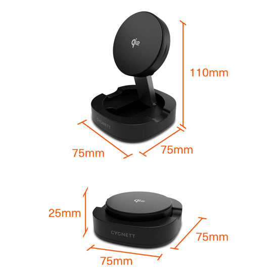 ChargeBase Qi2 Foldable Magnetic Wireless Charger Black