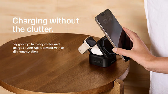 MagStand 3-in-1 Foldable Wireless Charger with Retractable Cable Noir