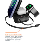 MagStand 3-in-1 Foldable Wireless Charger with Retractable Cable Noir