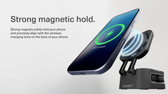 MagStand 3-in-1 Foldable Wireless Charger with Retractable Cable Noir