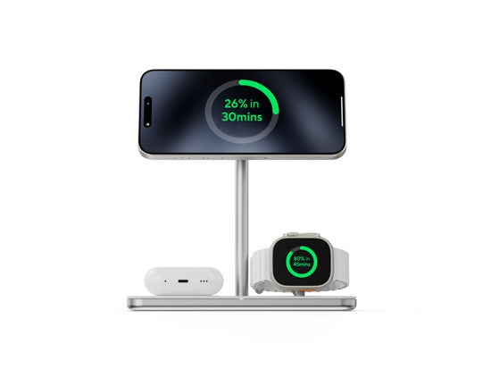 3-in-1 Qi2 Wireless Charging Stand White