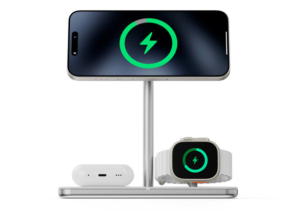3-in-1 Qi2 Wireless Charging Stand White