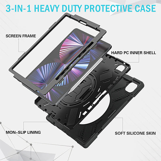Securit Rotative case iPad Pro 12.9 (2021/22 - 5/6th gen) Noir Polybag