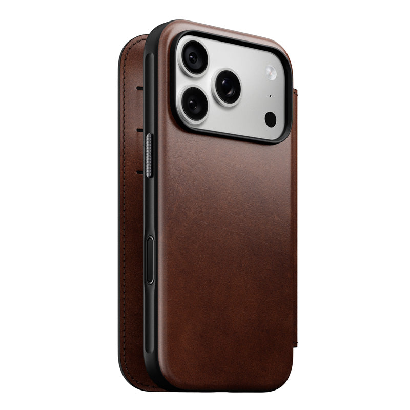 Leather Folio Modern Horween iPhone 18 Pro / 17 Pro Rustic Brown