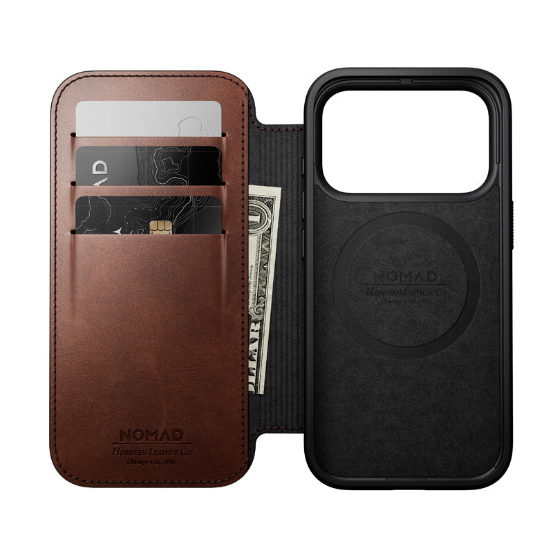 Leather Folio Modern Horween iPhone 18 Pro / 17 Pro Rustic Brown