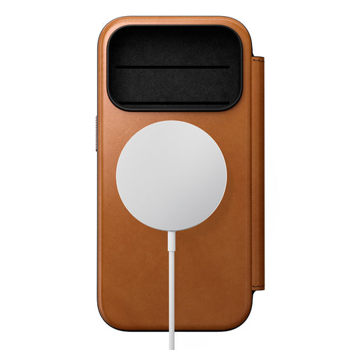 Modern Leather Folio iPhone 18 Pro / iPhone 17 Pro English Tan