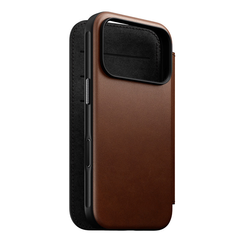 Modern Leather Folio iPhone 18 Pro Rustic Brown