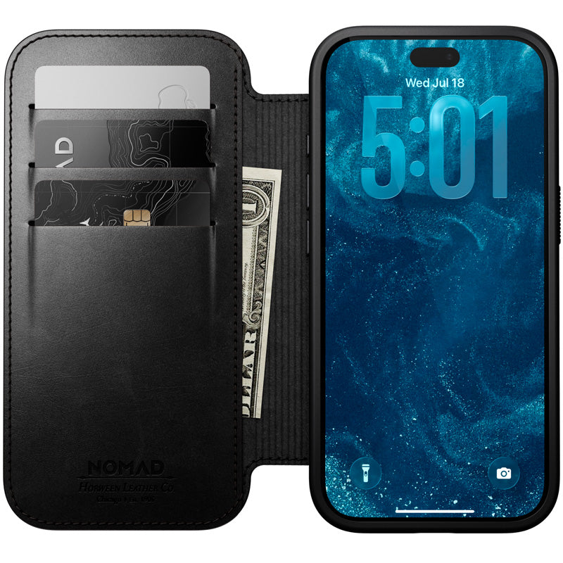Leather Folio Modern Horween iPhone 18 Pro / 17 Pro Black