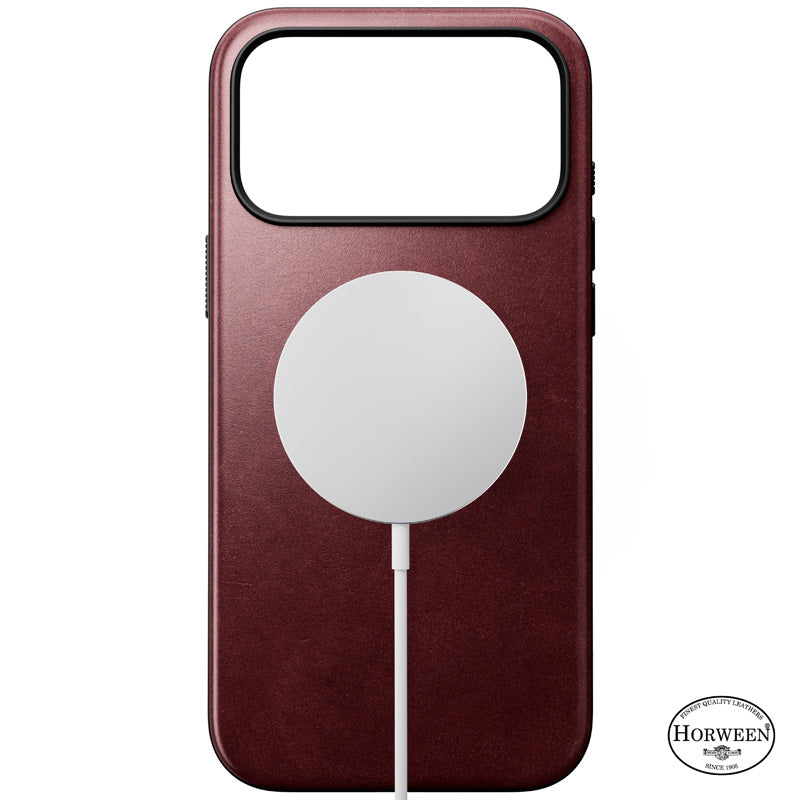 Modern Horween Leather Case 18 Pro Max Burgundy