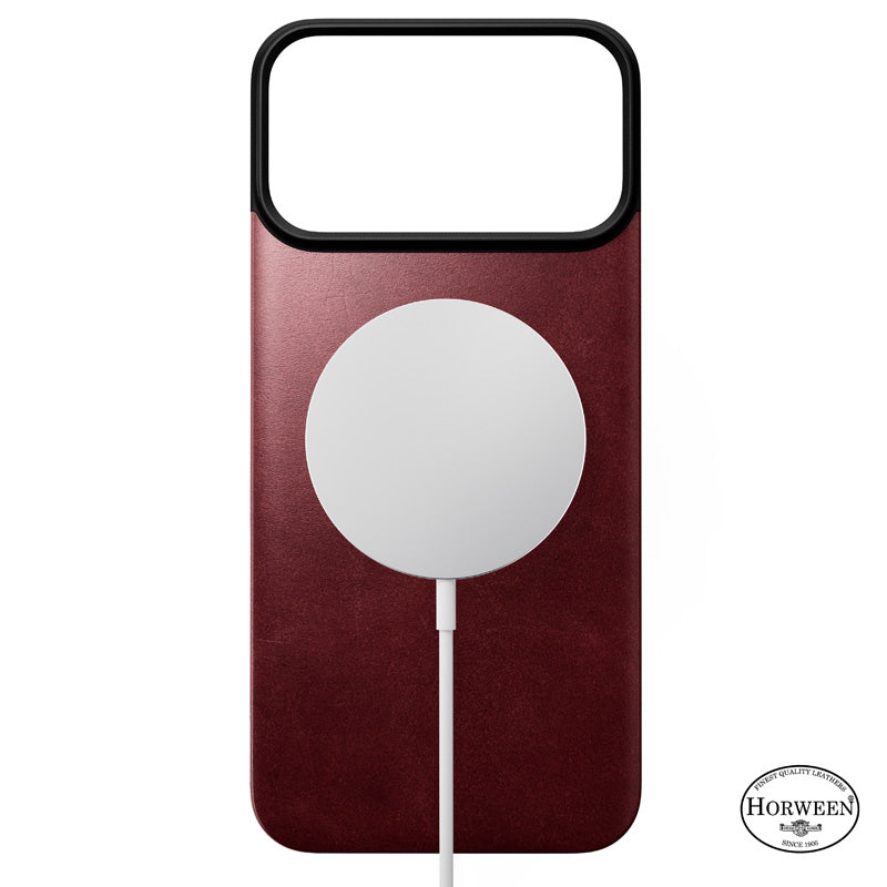 Magnetic Leather Back case Horween iPhone 18 Pro Max Burgundy