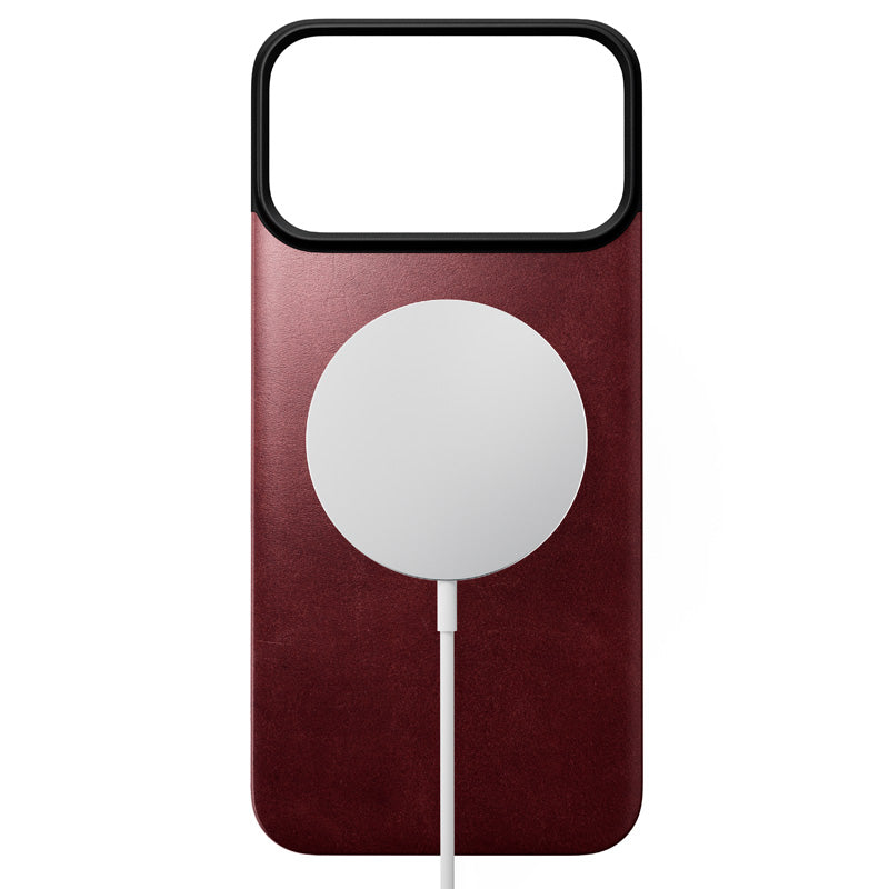 Magnetic Leather Back case Horween iPhone 18 Pro Max Burgundy