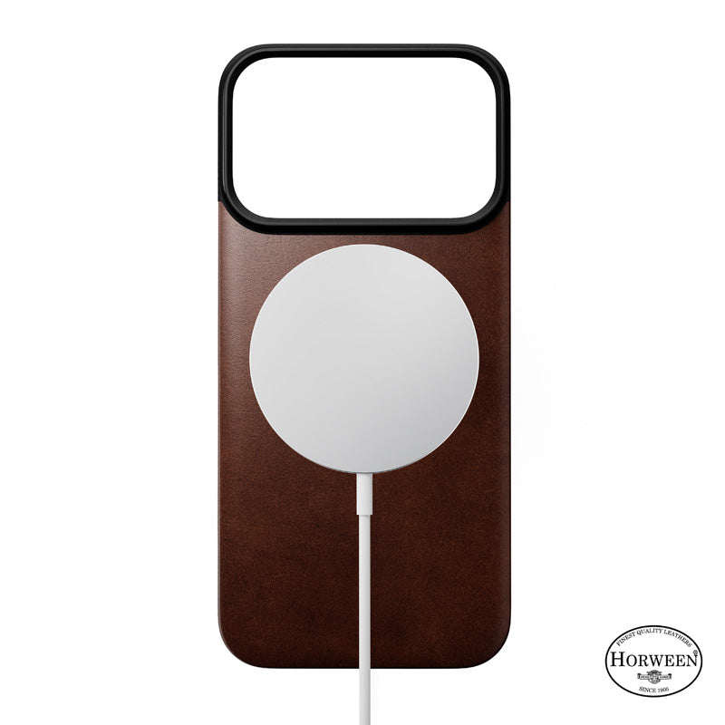Magnetic Leather Back case Horween iPhone 18 Pro Rustic Brown