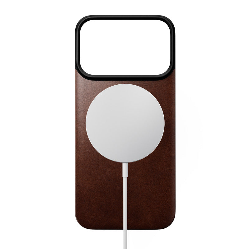 Magnetic Leather Back case Horween iPhone 18 Pro Rustic Brown