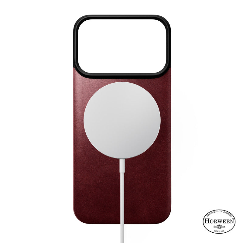 Magnetic Leather Back case Horween iPhone 18 Pro Burgundy