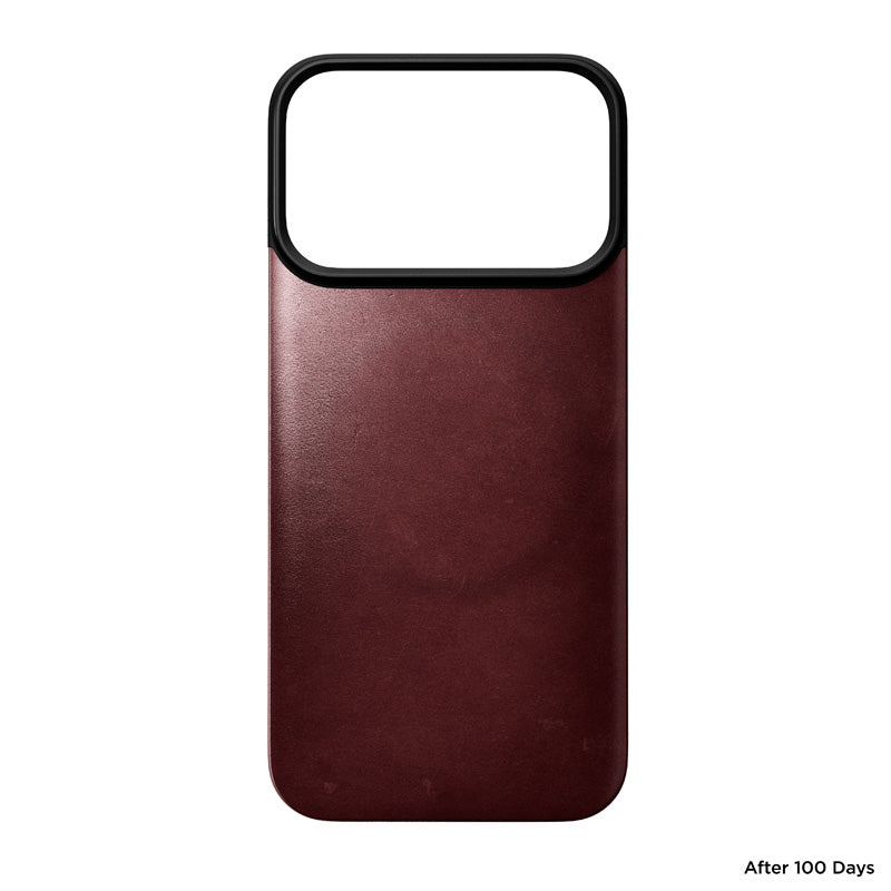 Magnetic Leather Back case Horween iPhone 18 Pro Burgundy