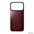Magnetic Leather Back case Horween iPhone 18 Pro Burgundy