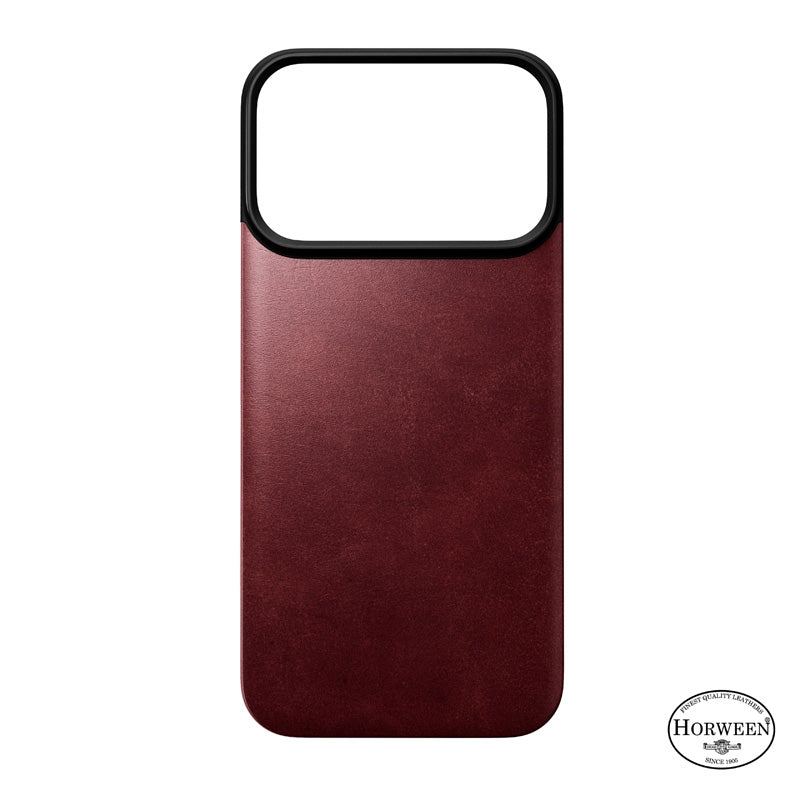 Magnetic Leather Back case Horween iPhone 18 Pro Burgundy