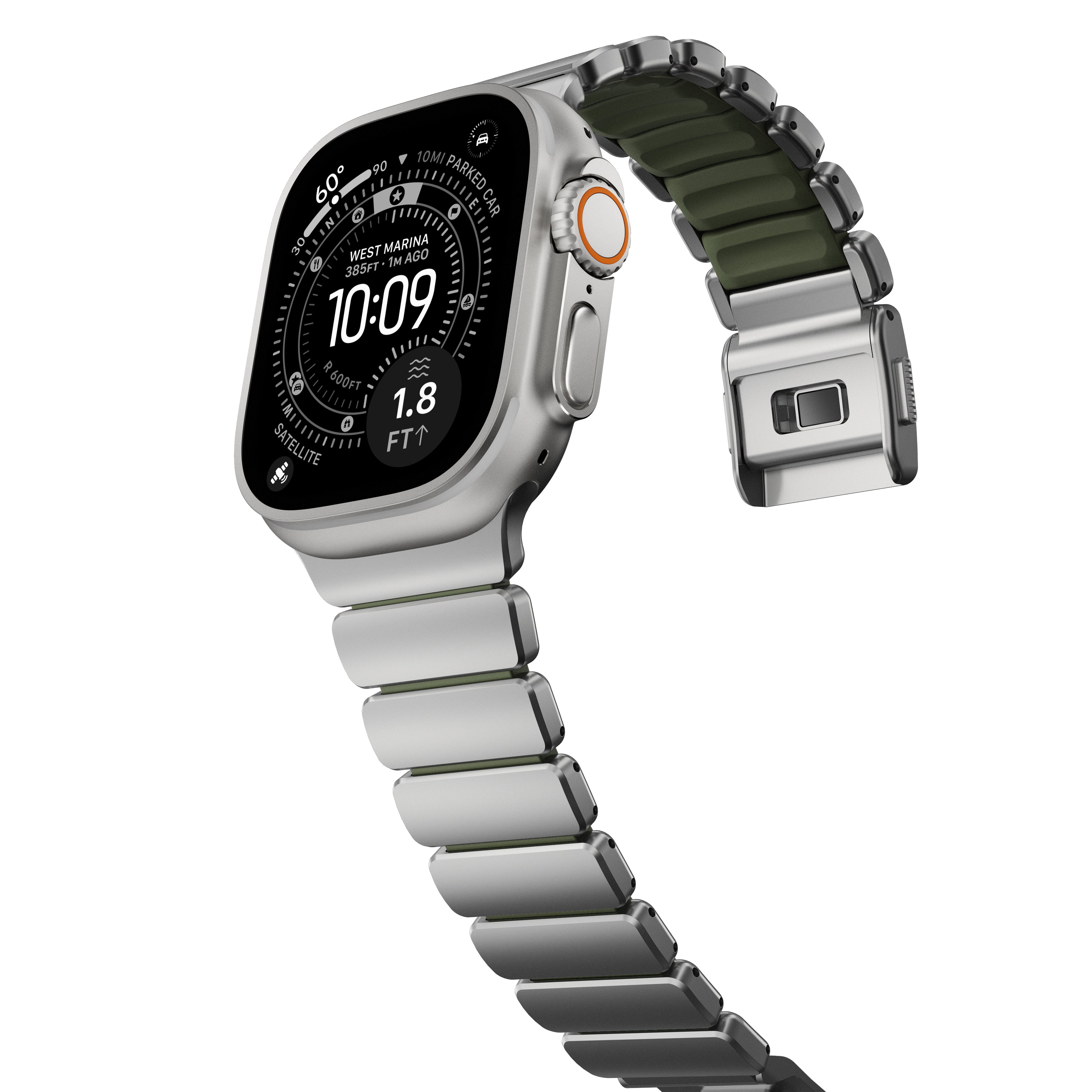 Stratos Band 49mn Natural Titanium/Forest Green FKM