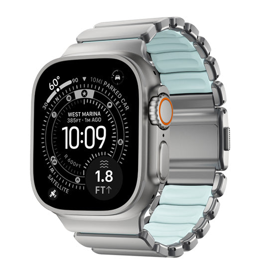 Stratos Band 49mm Natural Titanium/Icy Blue Glow KFM