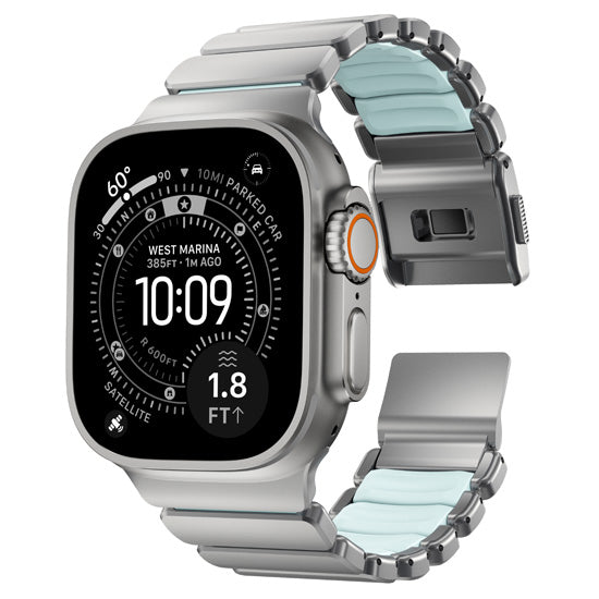 Stratos Band 49mm Natural Titanium/Icy Blue Glow KFM